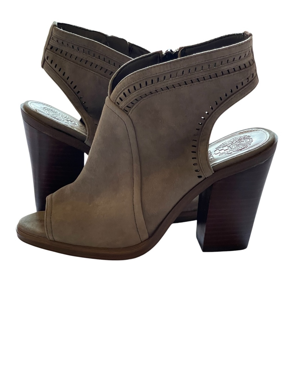 Vince Camuto Grey Suede Open-Toe Block Heel Sandals NWTS SZ 7 MED